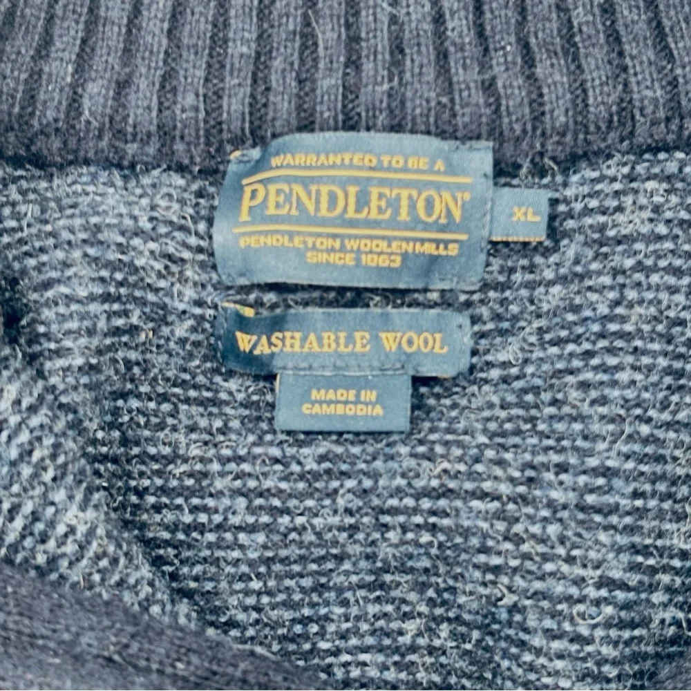 Pendleton Washable Wool 1/4 Zip Navy Blue Sweater Pullover Long Sleeve Mens XL - Picture 5 of 5